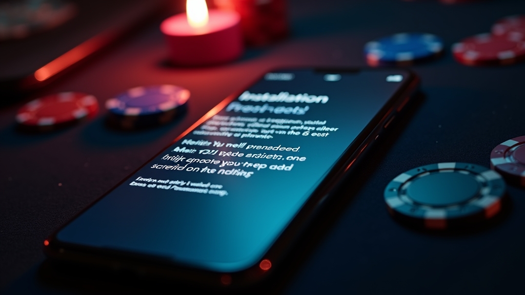 Telemóvel Android a mostrar permissões de instalação num ambiente de casino