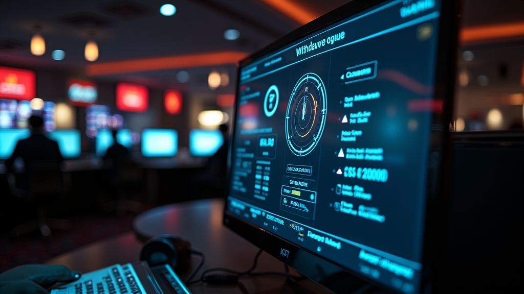 Estado pendente de um levantamento num ambiente de casino com luz escura